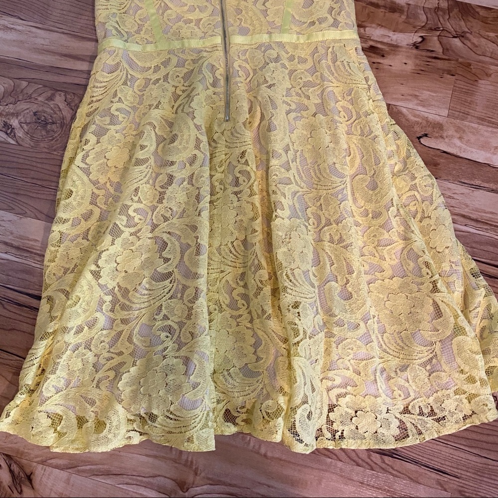 Donna Ricco Yellow Lace Dress Size 8 - Picture 9 of 13